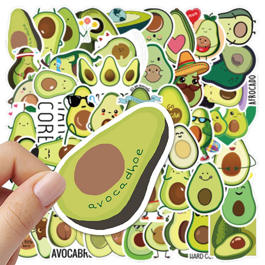 Set 50 Miếng Dán PVC Họa Tiết Trái Cây Hoạt Hình Vui Nhộn Trang Trí Vali / Máy Tính