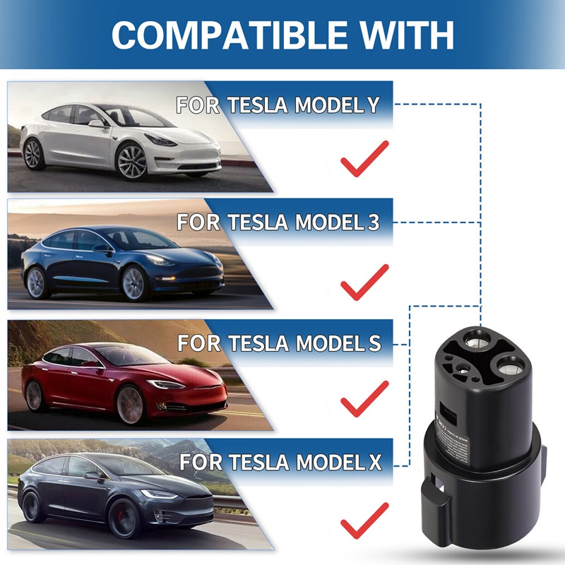 Bộ Sạc Chuyển Đổi SAE J1772 Sang Tesla Kèm Khóa Thay Thế Chuyên Dụng Cho Tesla Model 3 Y S X