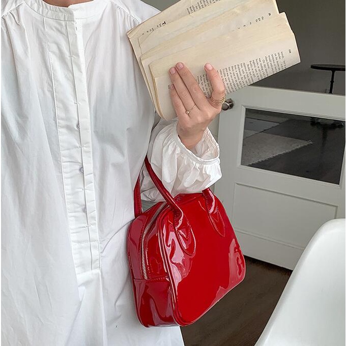 Túi Xách Da PU Bóng Thiết Kế Đơn Giản Thời Trang Mùa Hè Hàn Quốc