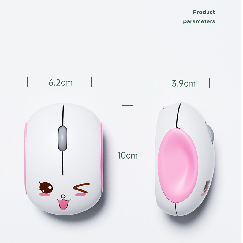 Chuột không dây 2.4GHz Có Thể Sạc Lại Hình Tròn Họa Tiết Hoạt Hình Dễ Thương