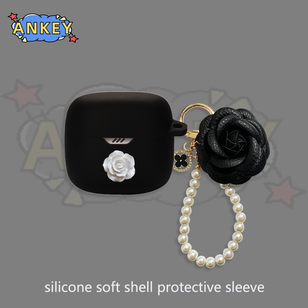 For JBL Tune Flex Tune 230NC 130NC 225 220 Earphone Silicone Case Bow Cartoon Earbuds Protective Headphone Cover Headset with Pendant