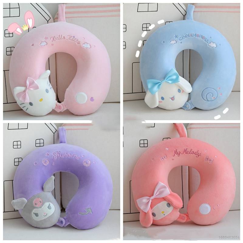 SANRIO Gối Kê Cổ Chữ U Hình Cinnamoroll / Hello Kitty / Kuromi Dễ Thương Trang Trí Xe Hơi