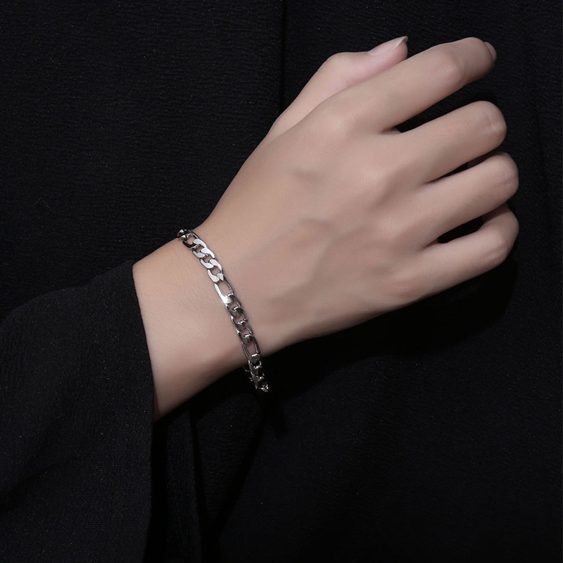 Vòng Tay Dây Xích Bằng Thép Titanium Bản Rộng 4.5MM Thời Trang Cho Nam Nữ