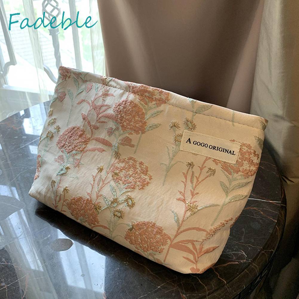 Túi Đựng Mỹ Phẩm Catton Sức Chứa Lớn Họa Tiết Hoa Dành Cho Nữ