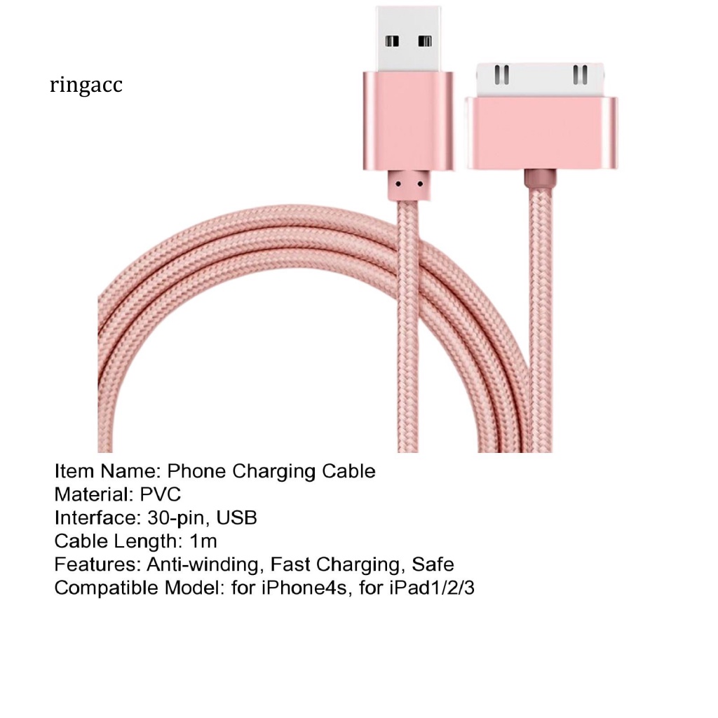 Dây Cáp Sạc Nhanh Giao Diện USB 30pin 2A Cho iPhone4s iPad1 / 2 / 3