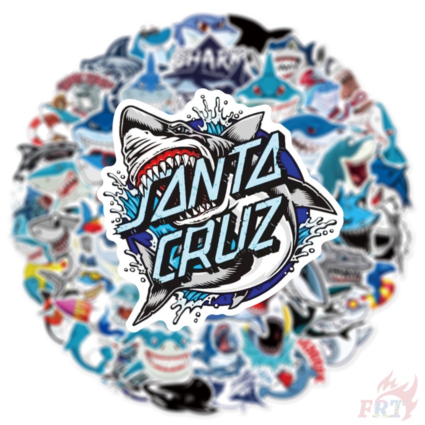 ❉ Miếng Dán Trang Trí Hình Cá Mập Vui Nhộn Series 04 ❉ Bộ 50 Sticker Chống Thấm Nước Họa Tiết Doodle Hợp Thời Trang
