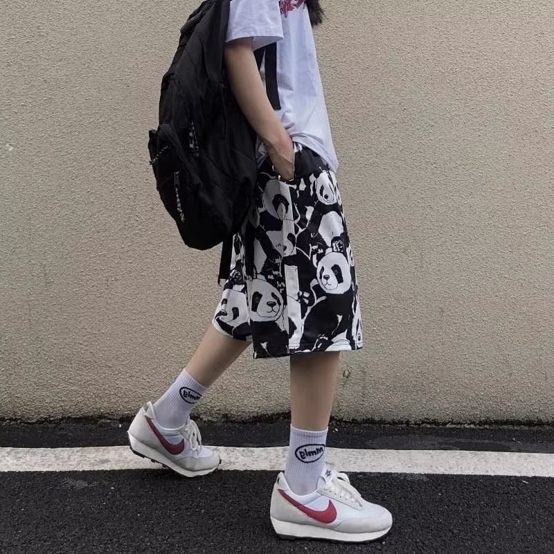 Quần Short Thể Thao Đi Biển Dáng Rộng Cỡ Lớn 150kg In Hình Gấu Trúc Thời Trang Mùa Hè Cho Nam Và Nữ