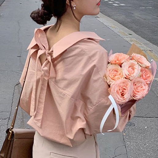 Áo Sơ Mi Nữ Tay Dài Họa Tiết Hoa Đơn Giản Ngọt Ngào Phong Cách Hàn Quốc