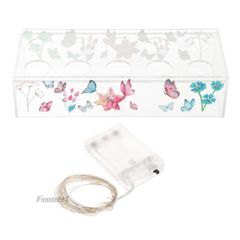 Lọ Hoa Hình Chữ Nhật Bằng Acrylic Trong Suốt Kèm Giá Đỡ 10 Lỗ Dùng Trang Trí Văn Phòng