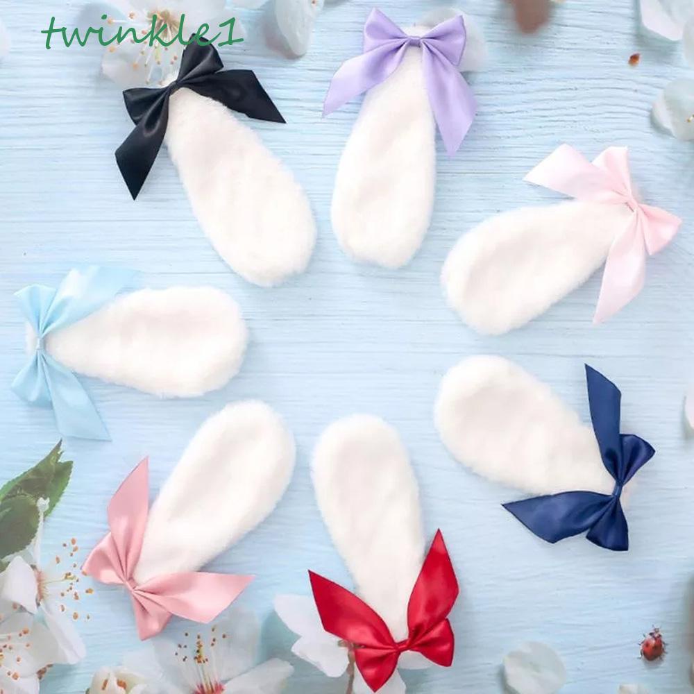 TWINKLE Kẹp Tóc Hình Nơ Phối Ruy Băng Lông Xù Đáng Yêu Cho Bé Gái Hóa Trang Lolita