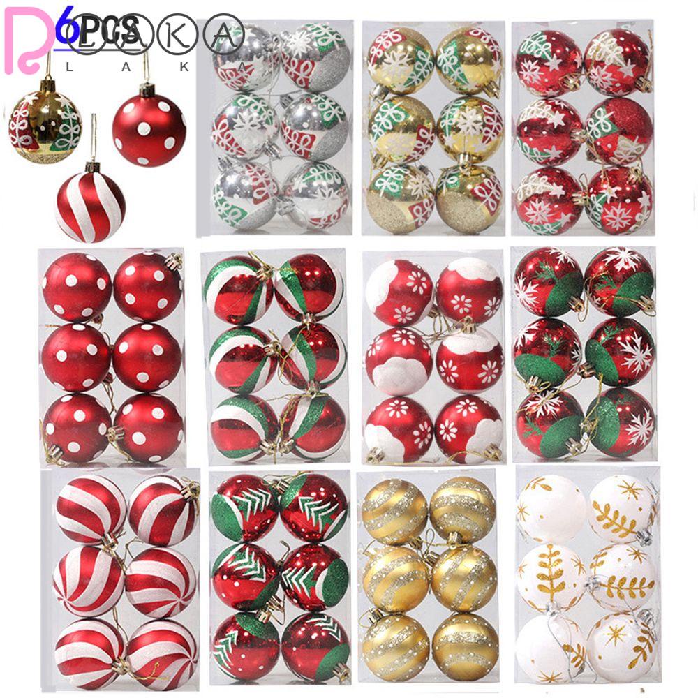 LAKAMIER Set 6 Trái Châu 6CM Trang Trí Giáng Sinh Năm Mới DIY