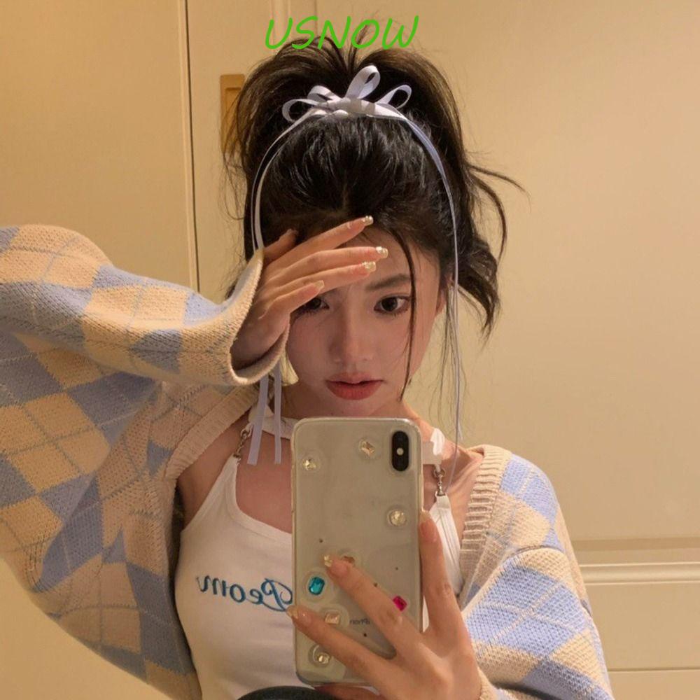 USNOW Kẹp Tóc Nơ Ruy Băng Dài Bện Đáng Yêu Cho Nữ