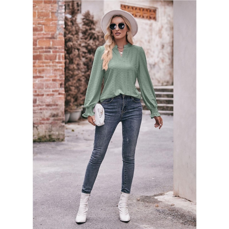 Áo Sơ Mi Nữ Tay Dài Cổ Chữ V Dáng Rộng Thời Trang Mùa Hè