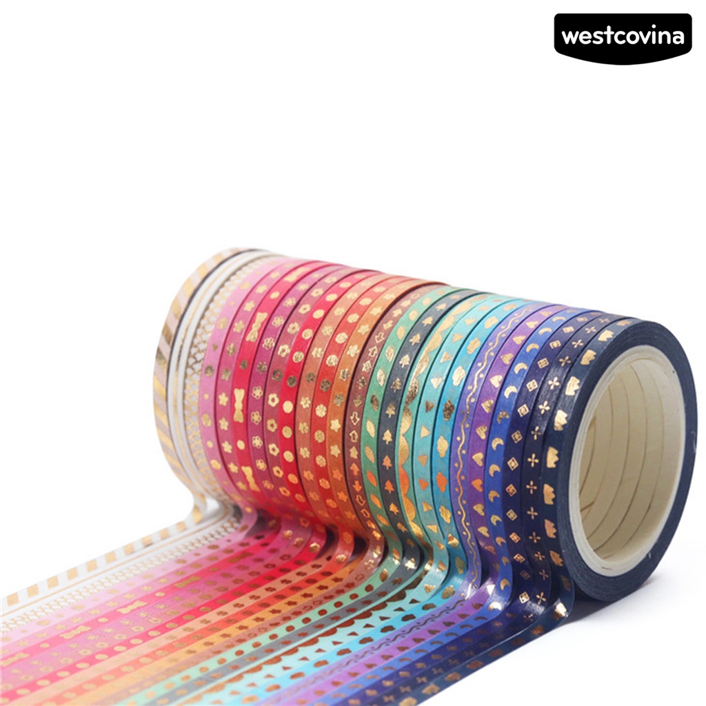 [WSTN]✎Set 24 Cuộn Băng Dính Washi Hình Ngôi Sao / Trái Tim / Mặt Trăng