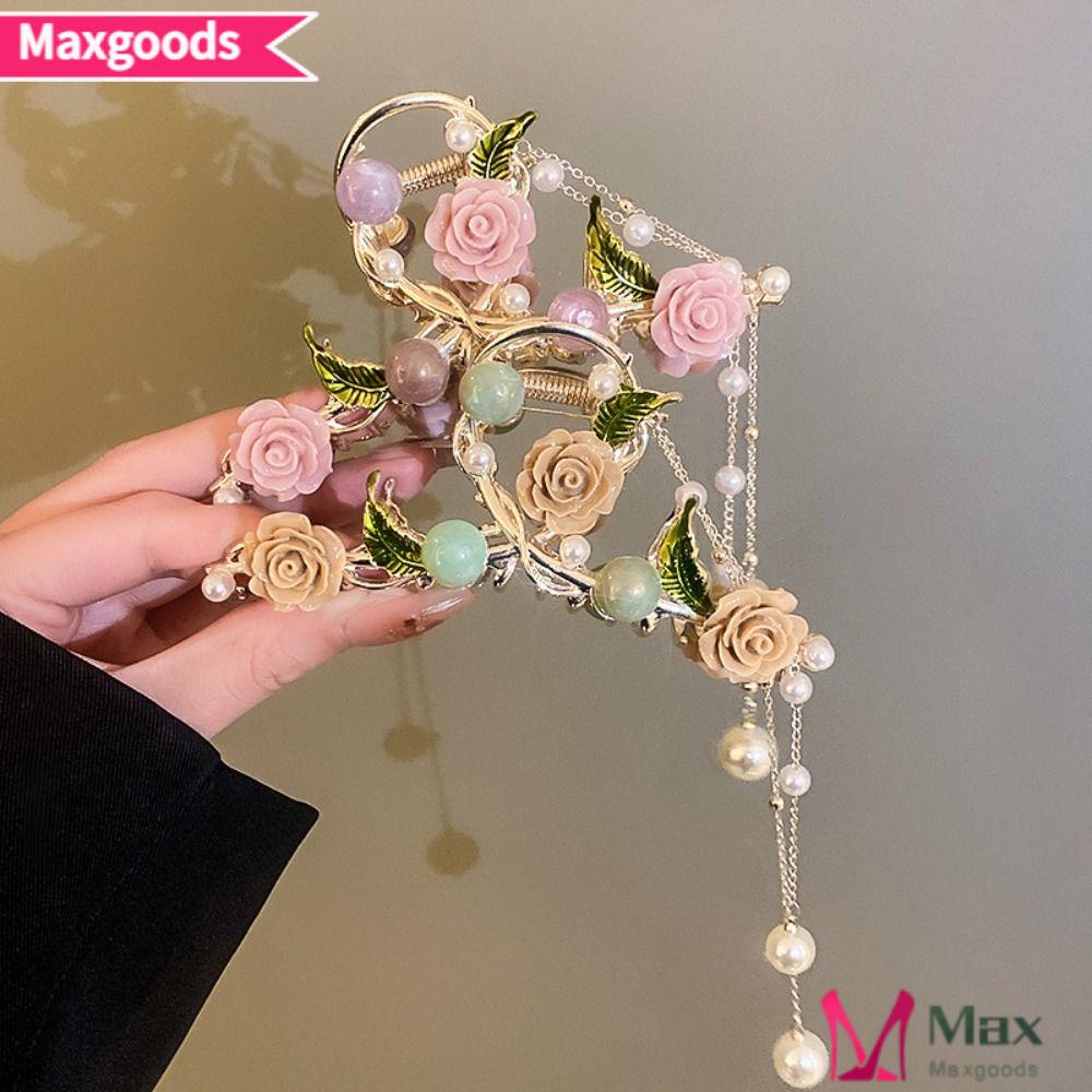 MAXG Kẹp Tóc Kim Loại Hình Chiếc Lá Phối Tua Rua Thời Trang Chất Lượng Cao Cho Nữ