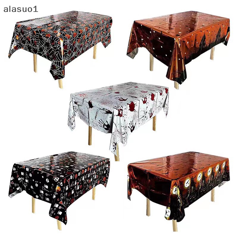 Khăn Trải Bàn Trang Trí Bằng Màng Nhôm Hình Lâu Đài Halloween Kích Thước 137cm * 183cm