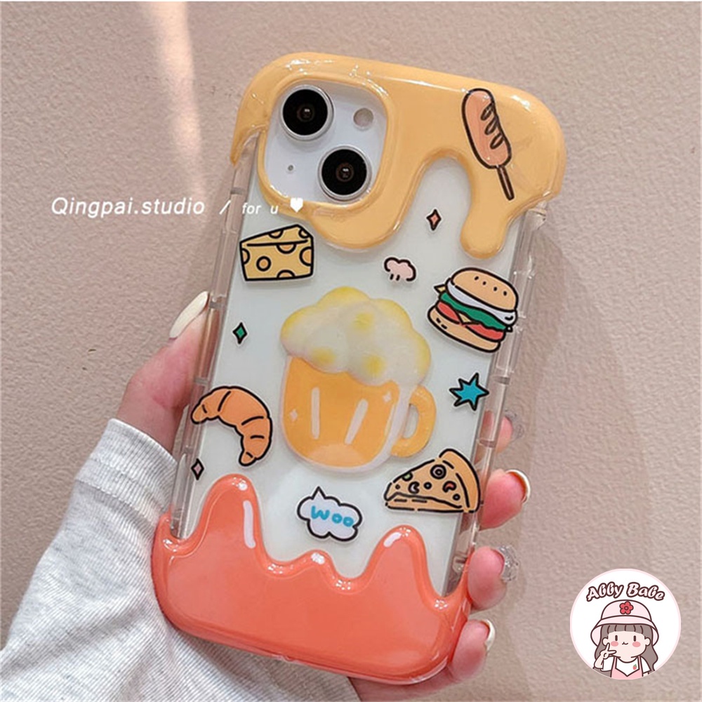 Ốp Điện Thoại TPU Mềm Trong Suốt Hình Hamburger 3D Chống Dơ Có Giá Đỡ Cho IPhone 14 Pro Max X XS XR 7Plus 12 11 Pro Max