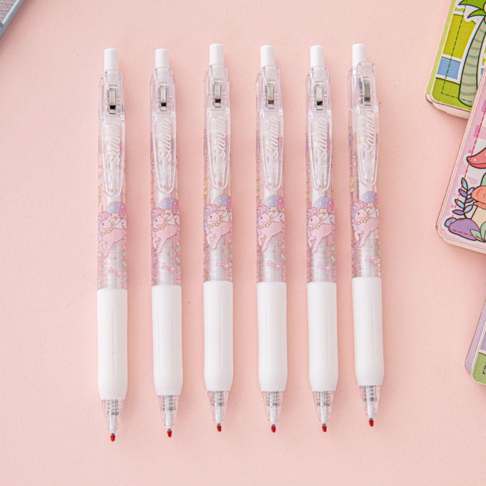 MXMUSTY Set 6 Bút Mực Gel Ngòi 0.5mm Mực Đen Họa Tiết Hoạt Hình My Melody Kuromi Trung Tính