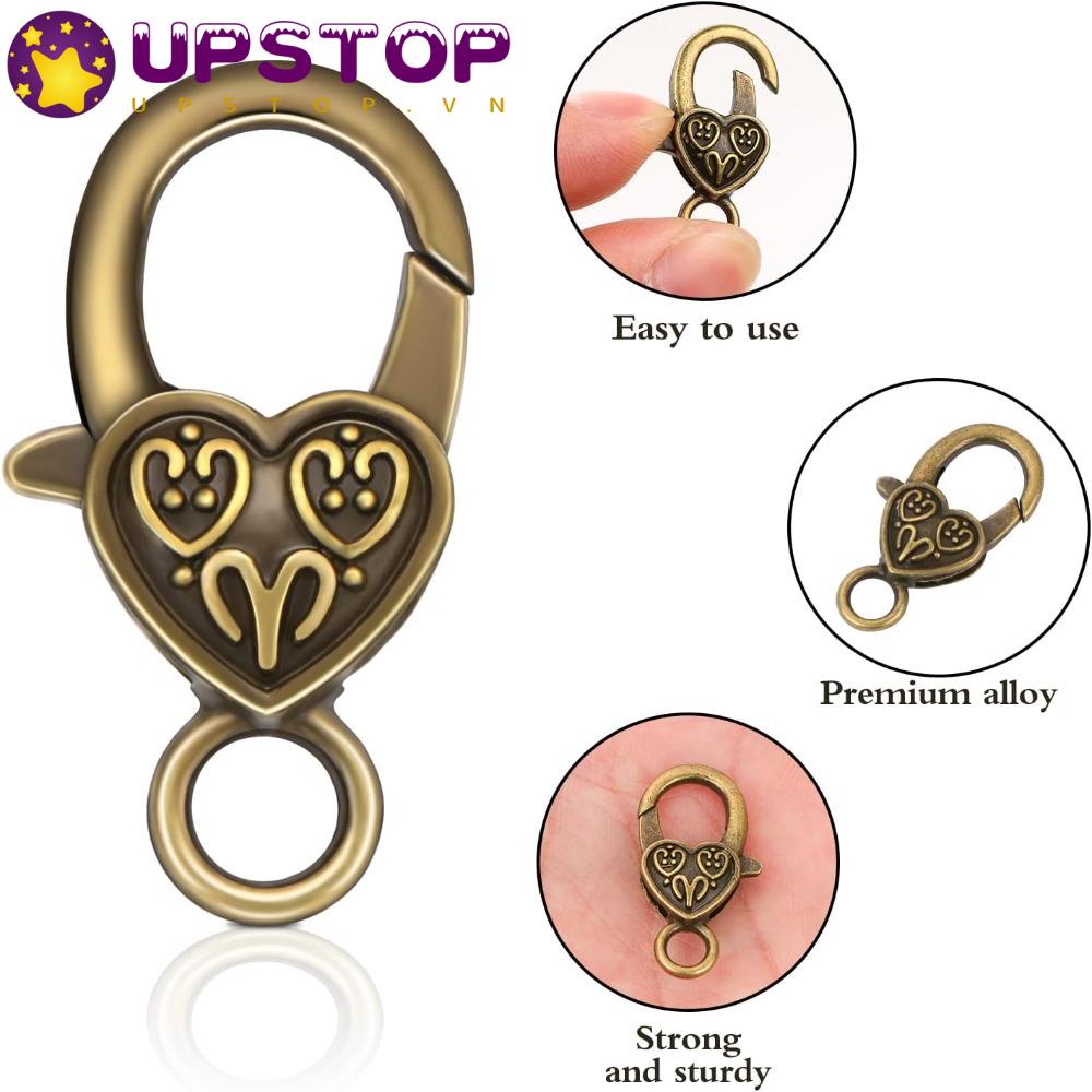 UPSTOPVN Móc Càng Cua Hình Trái Tim Bằng Hợp Kim Màu Vàng / Bạc 26x15MM Chất Lượng Cao