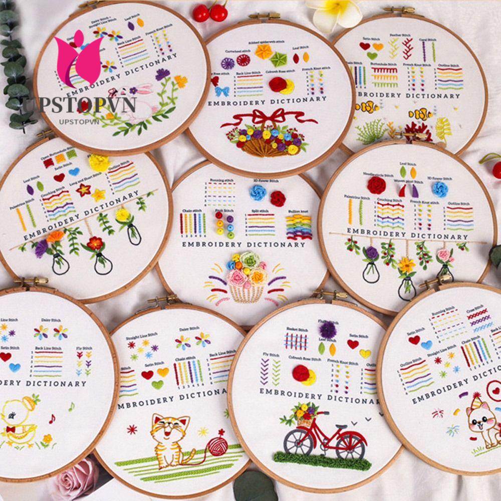 UPSTOPVN Khung Thêu Hình Hoa Thủ Công DIY Dành Cho Người Mới Bắt Đầu