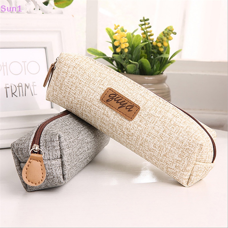 Sun1 &gt; Túi Đựng Bút Chì Trang Điểm Một Tầng Sức Chứa Lớn Nhỏ Gọn Chống Nước Tốt Dành Cho Học Sinh