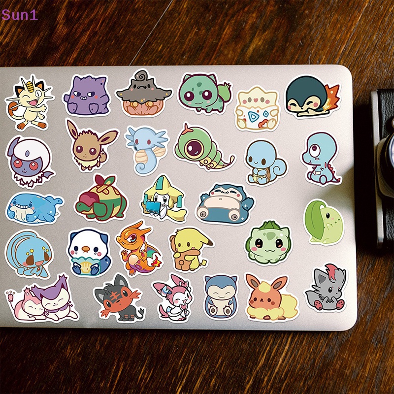 Set 50 Sticker Hoạt Hình Pokemon Đáng Yêu Trang Trí Laptop Vali Ván Trượt