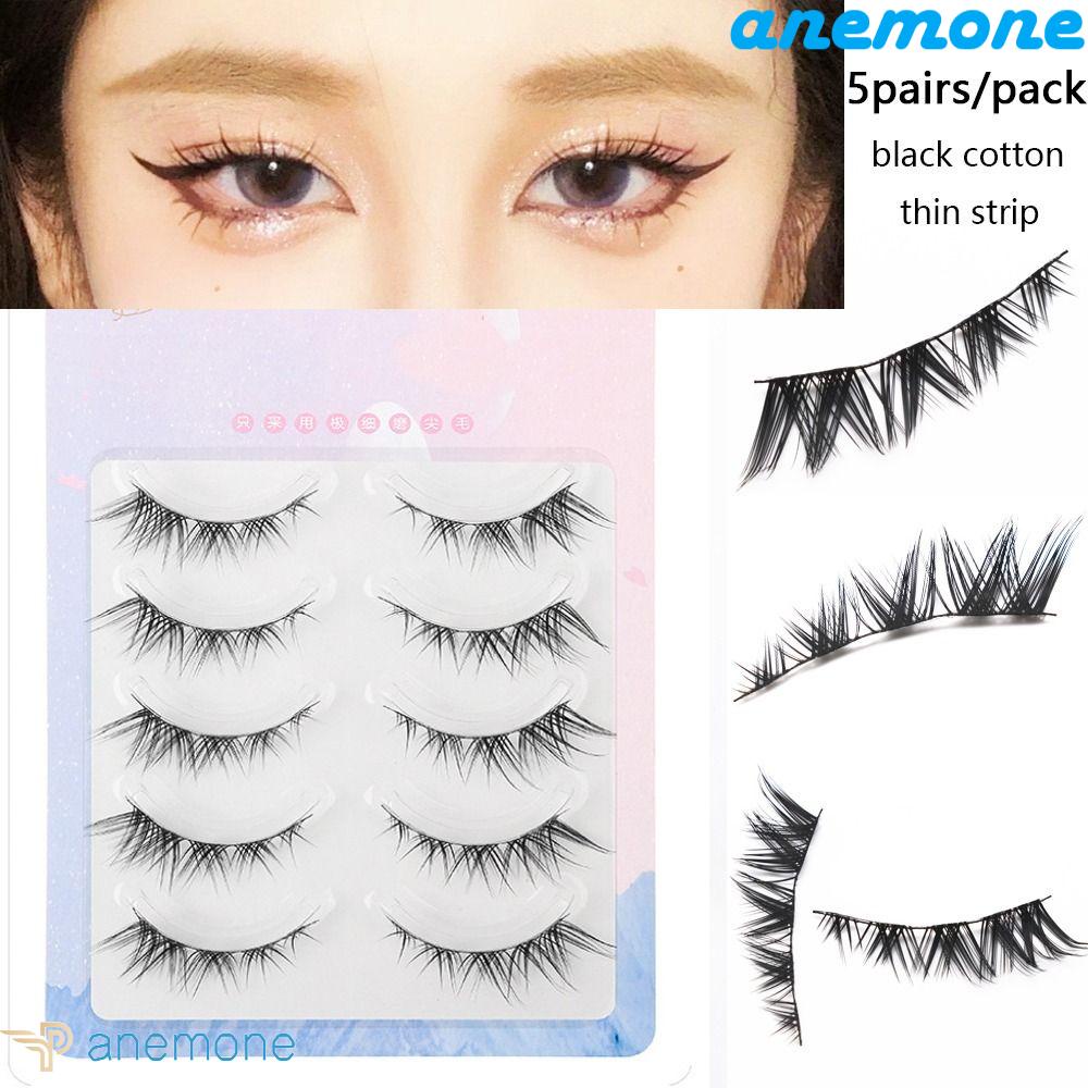 ANEMONE Bộ 5 Cặp Lông Mi Giả Cong Dài Có Thể Tái Sử Dụng Dùng Hóa Trang Hình Mắt Mèo