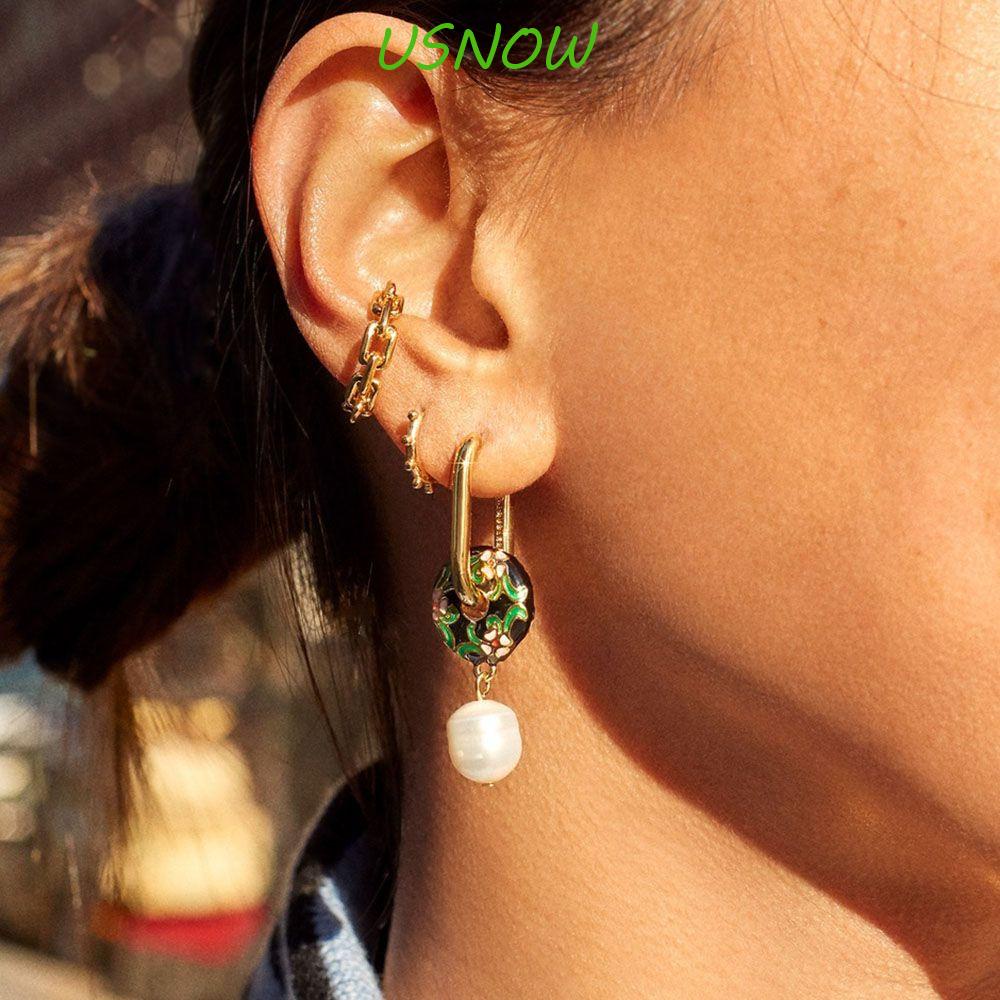 USNOW Đôi Khuyên Tai Nữ Phong Cách Vintage Xinh Xắn