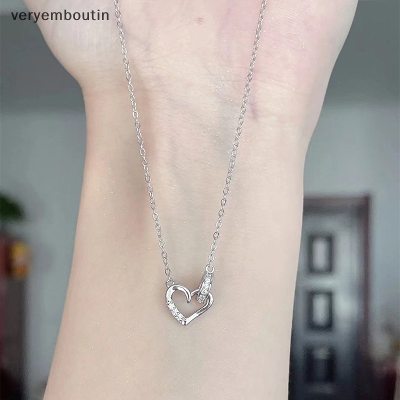 Vòng cổ Bạc Mặt Trái Tim Đính Đá Đơn Giản Thời Trang Cho Nữ