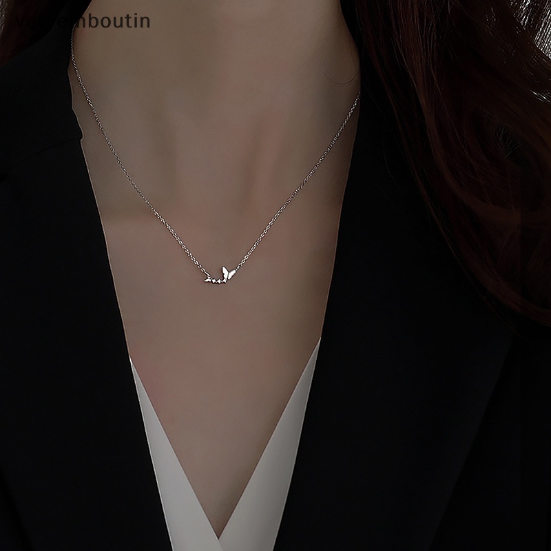 Vòng cổ Mặt Hình Bướm Màu Vàng / Bạc Đính Đá Zircon Đơn Giản Thời Trang Phong Cách Hàn Quốc Cho Nữ