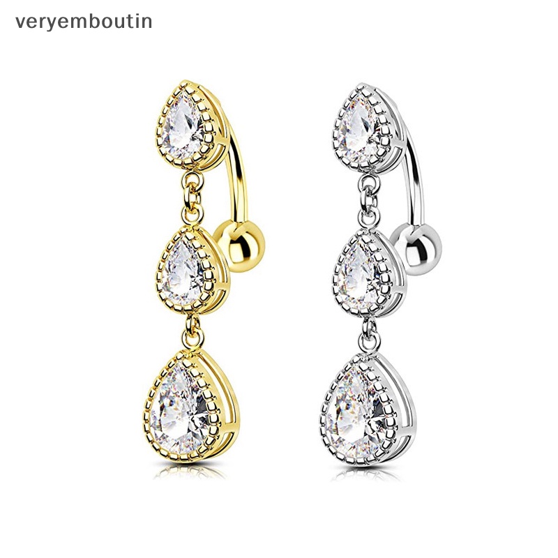 Khuyên Rốn Hình Giọt Nước Bằng Thép Không Gỉ Đính Đá Quyến Rũ Cho Nữ