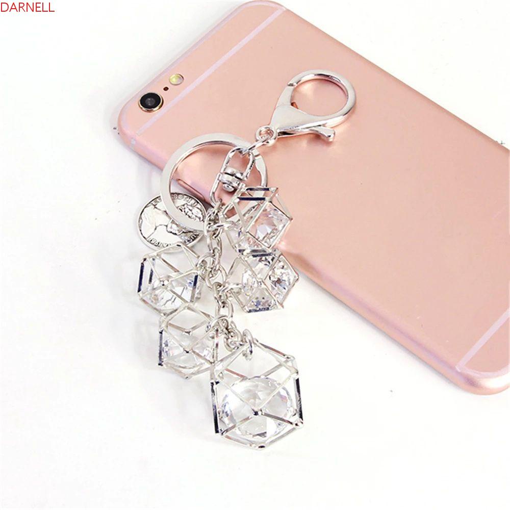 DARNELL Móc Khóa Hình Học Bằng Kim Loại Đính Đá Thời Trang Dành Cho Nữ Giá Đỡ