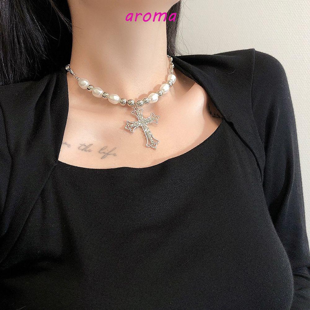 AROMA Vòng cổ Mặt Hình Học Phong Cách Hàn Quốc Đơn Giản Cho Nữ