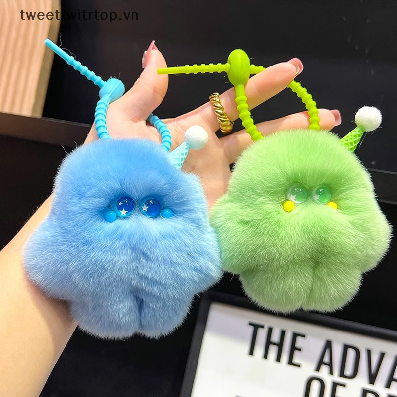 Móc Khóa Hình Que Kem Lông Thỏ Dễ Thương