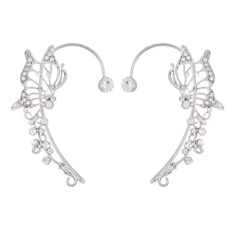 1 Khuyên Kẹp Vành Tai Không Xỏ Lỗ Hình Bướm Đính Đá Zircon Sang Trọng