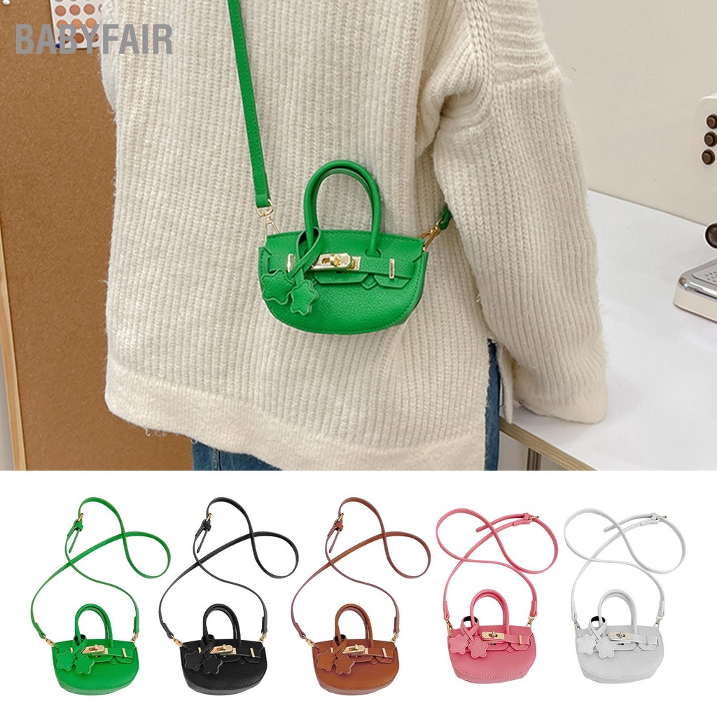 Babyfair Túi xách mini Messenger đeo vai bằng da PU có tay cầm trên cùng thời trang dễ thương