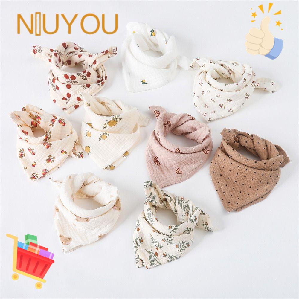 NIUYOU Yếm Ăn Cotton Hình Tam Giác Dễ Thương Cho Bé