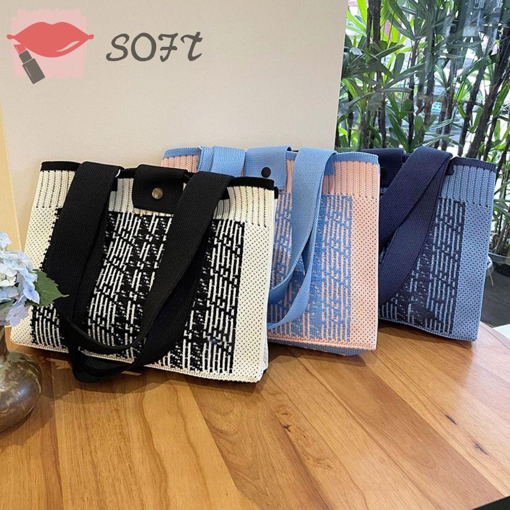 SOFTNESS Túi Xách Đan Len Sức Chứa Lớn Thời Trang Cho Nữ