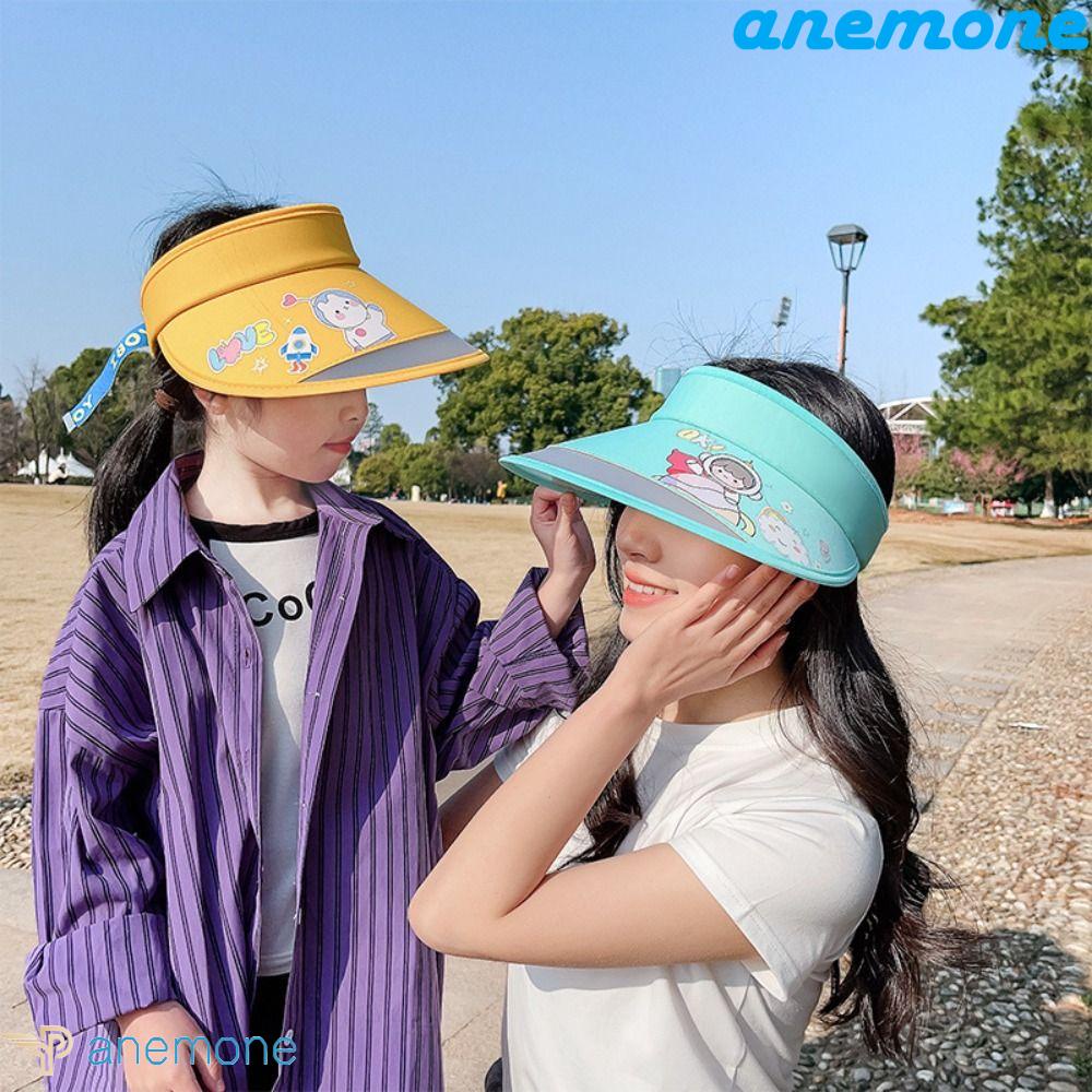 ANEMONE Mũ Chống Nắng Kèm Quạt Có Thể Điều Chỉnh Họa Tiết Hoạt Hình Dễ Thương