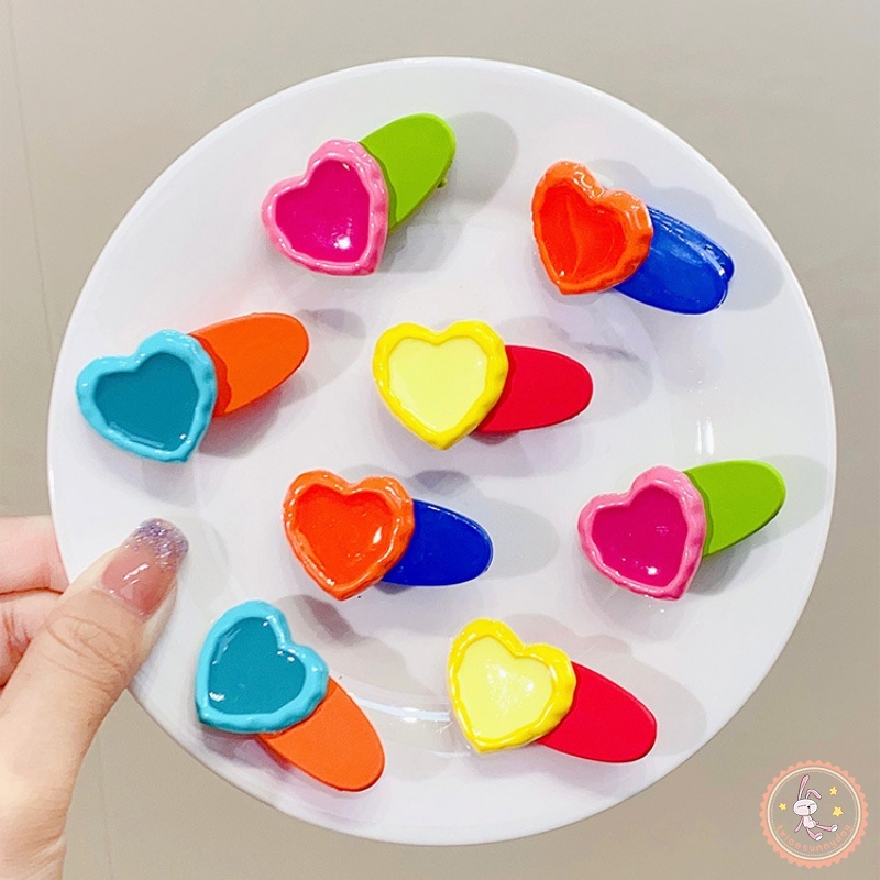 Kẹp Tóc Mái Bằng Nhựa Hình Trái Tim Dễ Thương Cho Nữ