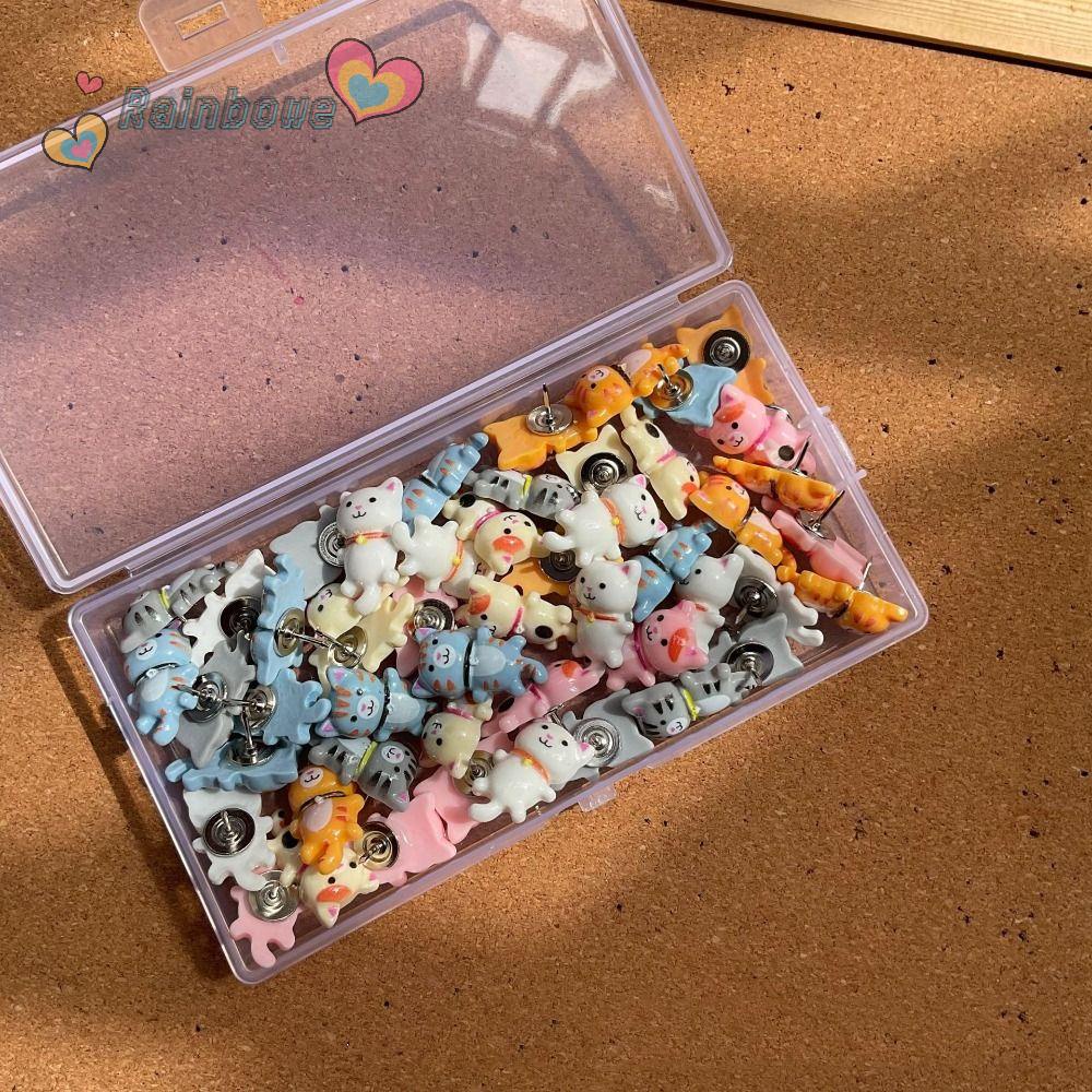 RAINBOW Bộ 30 Ghim Cài Áo Hình Mèo Xinh Xắn