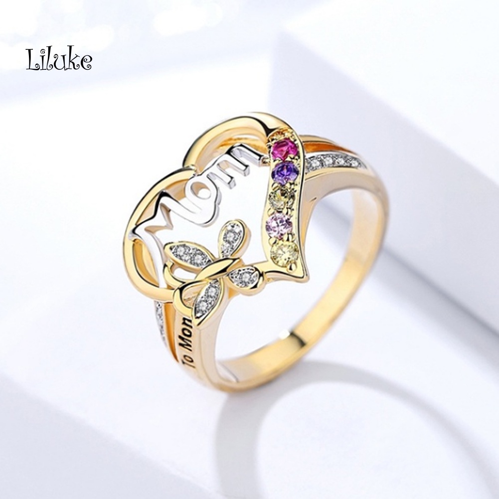 Nhẫn Mạ Bạc Trang Trí Trái Tim Đính Đá Thời Trang Cho Nữ