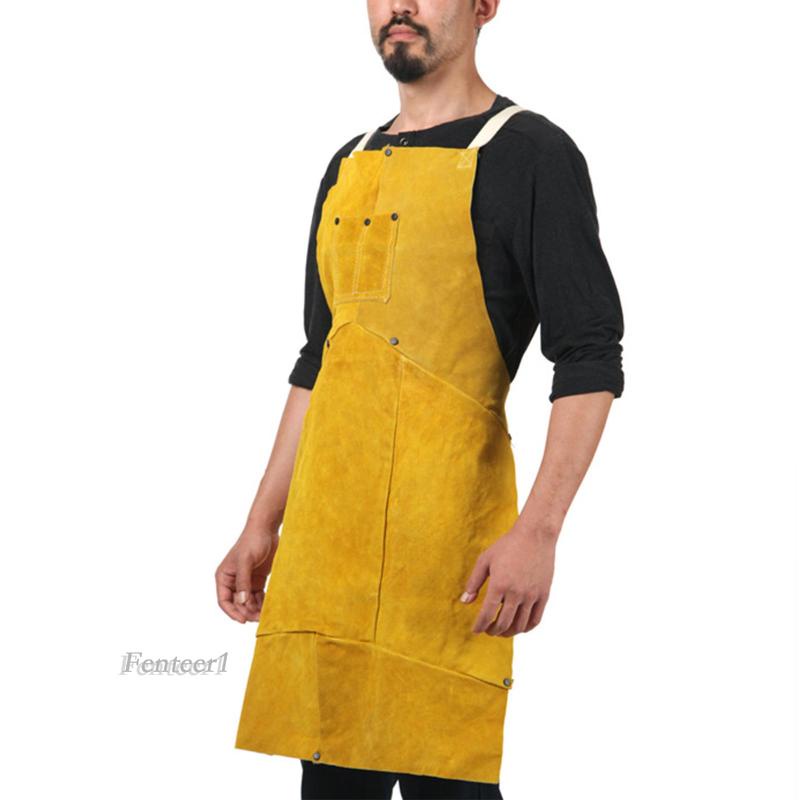 Tạp Dề Bằng Da Bò Thoáng Khí Chuyên Dụng Cho Thợ Hàn / Nướng BBQ