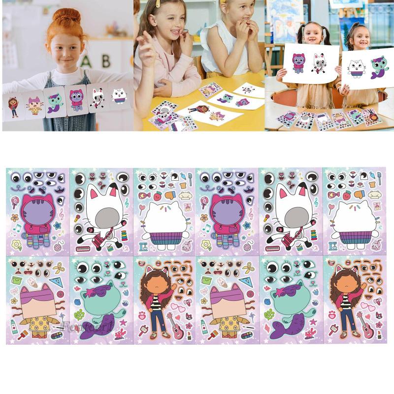 Sách Bộ Sưu Tập Gồm 12 Miếng Dán Hình Gương Mặt Sáng Tạo Dành Cho Trẻ Em