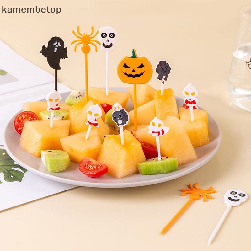 Bộ 6 / 10 Nĩa Ăn Trái Cây Họa Tiết Hoạt Hình Dễ Thương