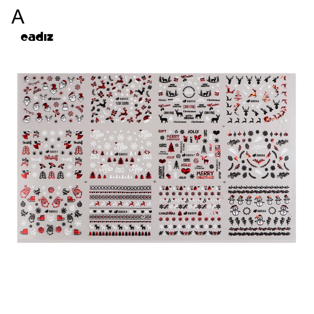 Miếng Dán Trang Trí Móng Tay Nghệ Thuật Hiệu Ứng Màu Sắc Tươi Sáng Lâu Trôi Dễ Tháo Gỡ Bằng PVC Họa Tiết Giáng Sinh