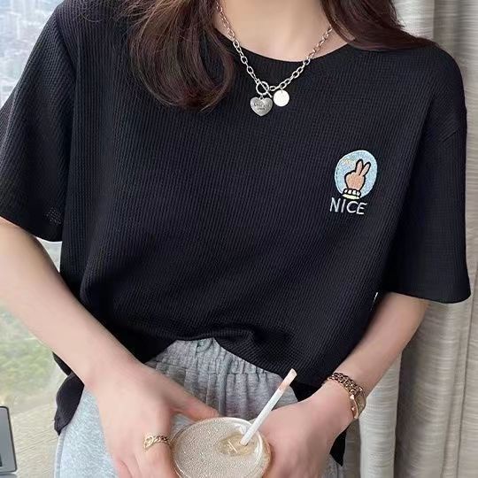 Áo Thun Tay Ngắn Cổ Tròn Dáng Rộng Thiết Kế Mới Thời Trang Mùa Hè Dành Cho Nữ