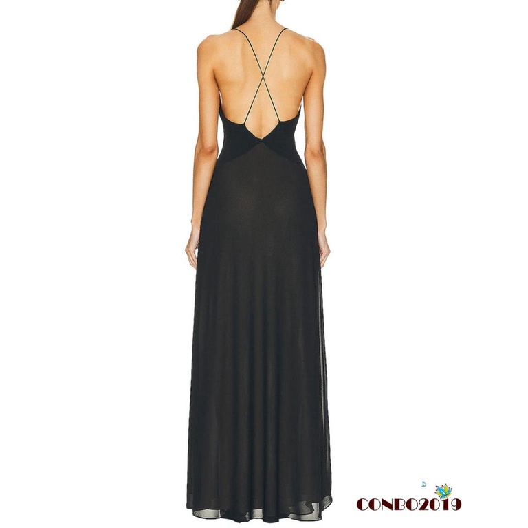 Đầm Dài Không Tay Cổ Chữ V Họa Tiết Hoa Thời Trang Mùa Hè Cho Nữ