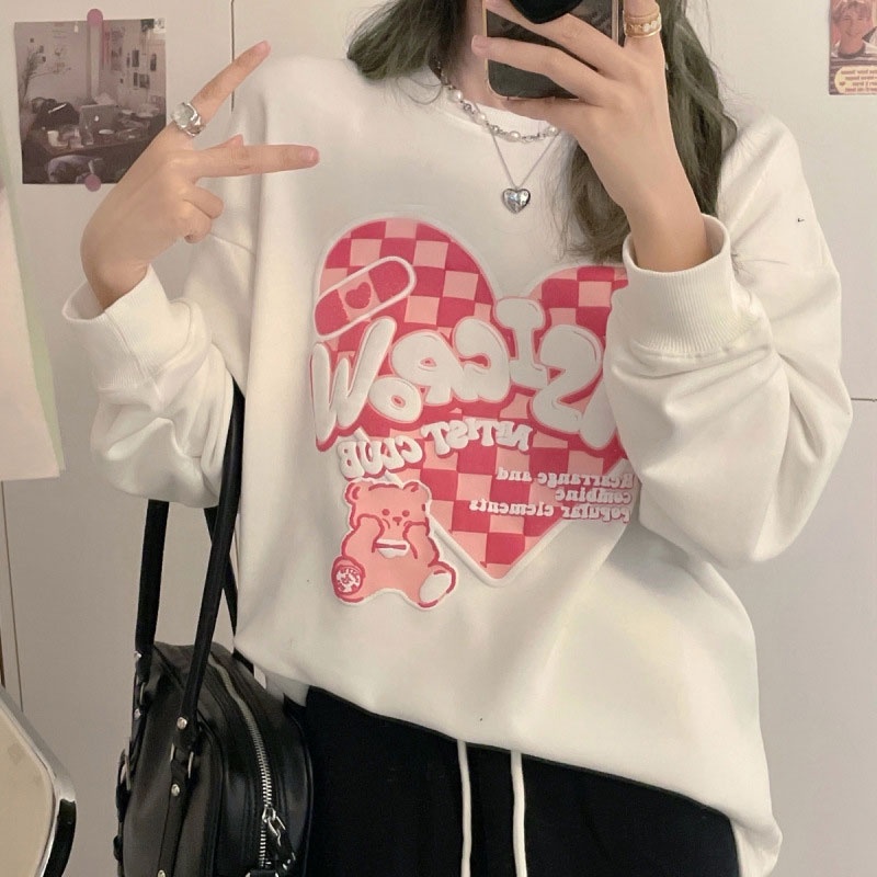 Áo sweater Cổ Tròn In Họa Tiết Thời Trang Xuân Thu Mới Cho Nữ