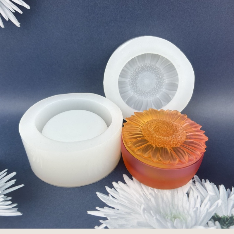 Khuôn Silicone Làm Mặt Trang Sức Hình Hoa Có Nắp Đậy DIY